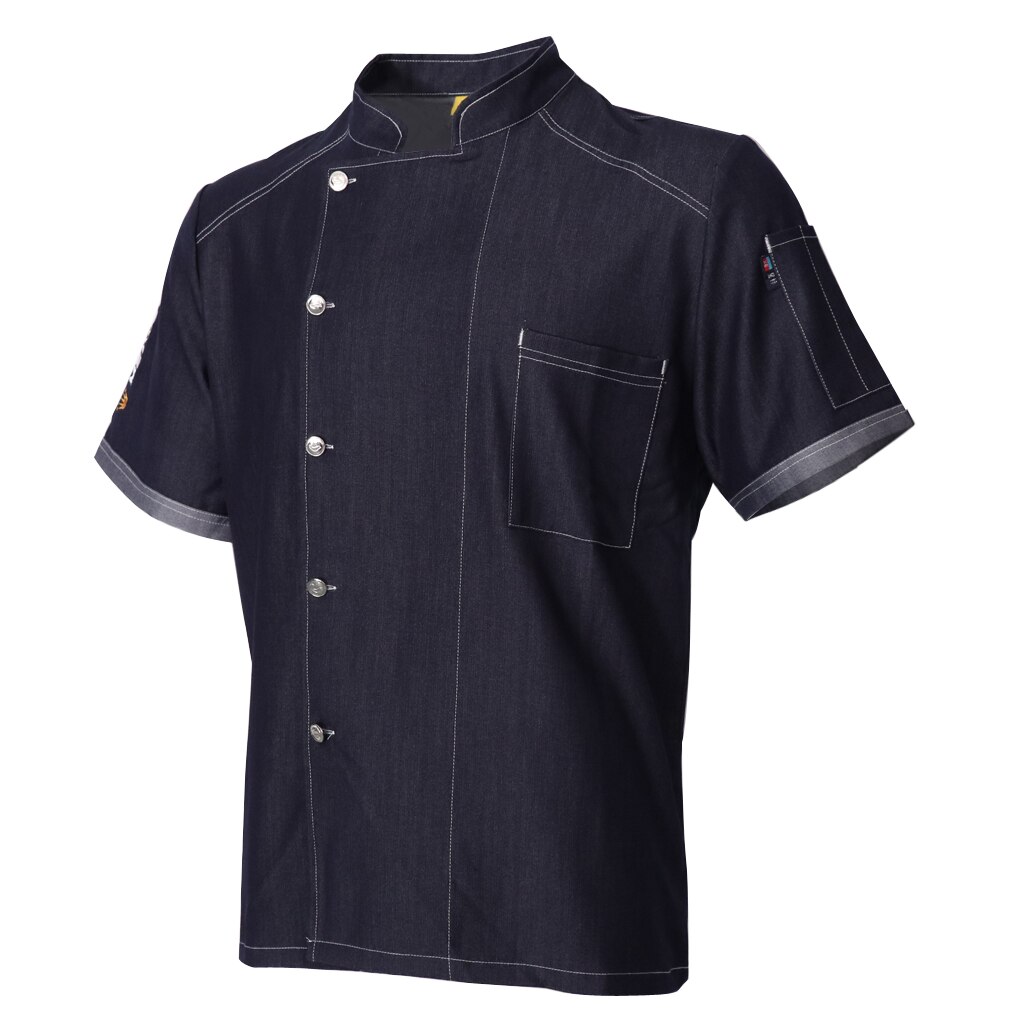 Lifelike Jeans Chef Coat Chef Jacket Breathable Work Clothing Uniform,No Pilling,No Fade