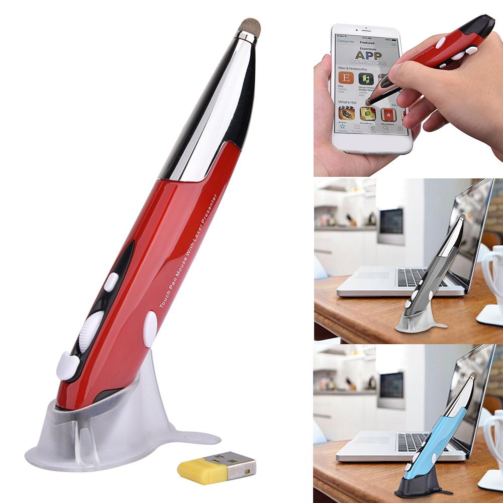 PR-06 2.4G Wireless USB Optical Presenter Pen Mouse Adjustable 1600DPI 4 Key Mini Mice for Tablet Laptop PC Desktop Smart TV Box