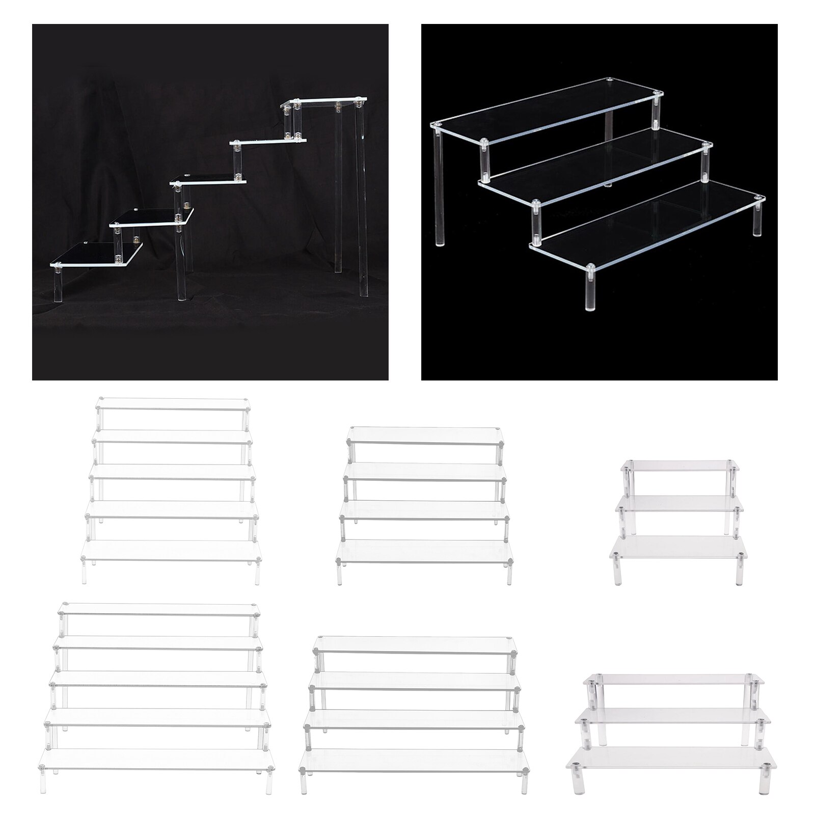 Acrylic Display Riser Stand Toy Model Perfume Cosmetics Toiletries Holder Collections Doll for Decoration