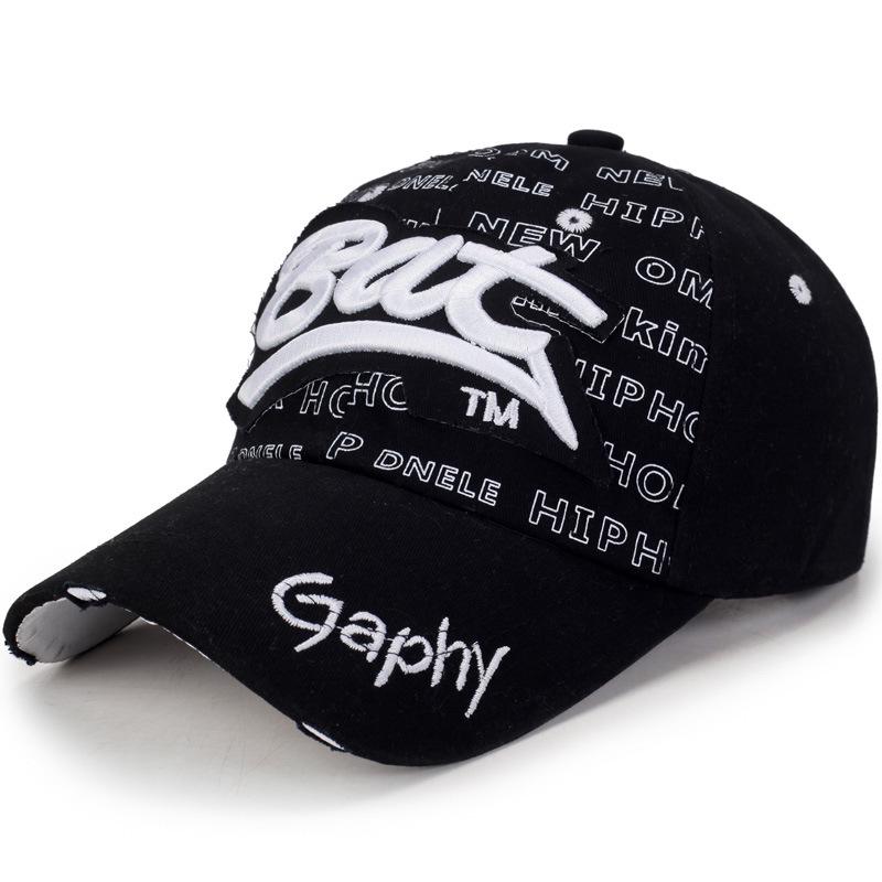 Unissex carta bordado snapback chapéus de tênis de beisebol ao ar livre esportes boné masculino feminino protetor de sol hip hop cabido curvo aba chapéu: black and white