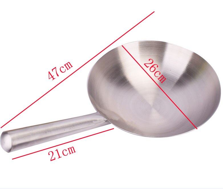 Dicken Großen topf pfannen edelstahl küchenchef Kochen wok große suppe löffel Küche braten topf shell Restaurant griff löffel Eisen: 26cm