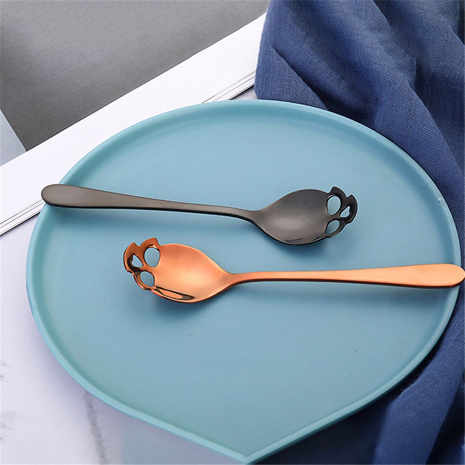 VOGVIGO cuchara en forma de cráneo cucharas de café de acero inoxidable postre helado dulces cucharilla noticias