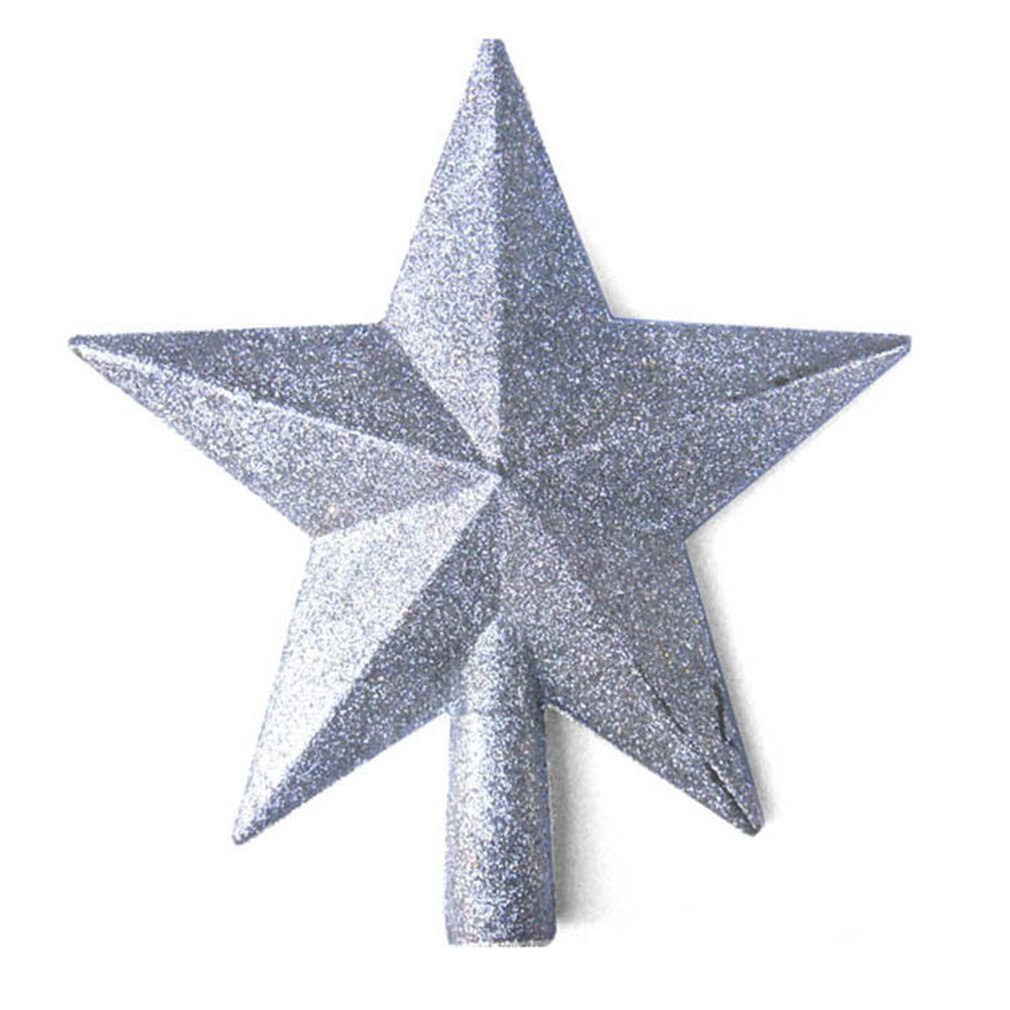 Glitter Christmas Tree Topper Star Christmas Tree Decoration For Home Xmas Tree Top Ornaments Year Decor: Silver