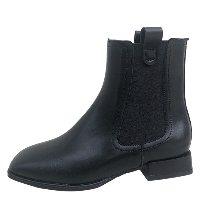 Botas de tacón plano para mujer, zapatos de tacón plano de de lujo con punta redonda estilo Chelsea, elegantes, a la , de goma,
