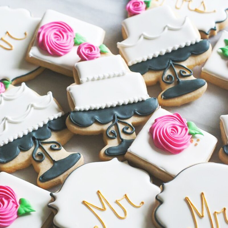 Conjunto de cortadores de galletas de boda KENIAO-3 piezas-pastel, copa de champán y champán-cortador de galletas/Fondant-ACERO INOXIDABLE