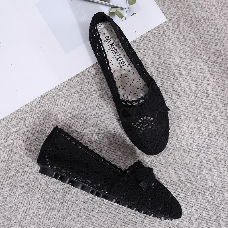 Women Lace Flats Shoes Summer Hollow Comfortable Boat Shoes Shallow Mouth Women Casual Shoes Mujer Chaussures Femme