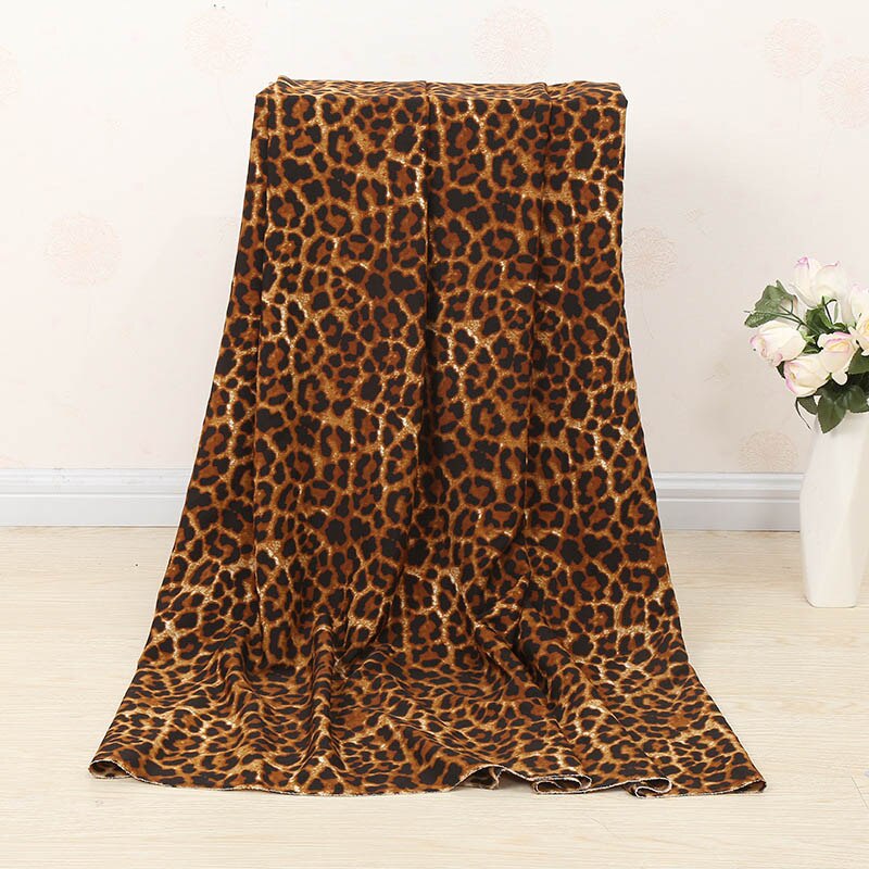 Leopard print klut huayao stoff crepe de chine skjorte polyester chiffon: 1