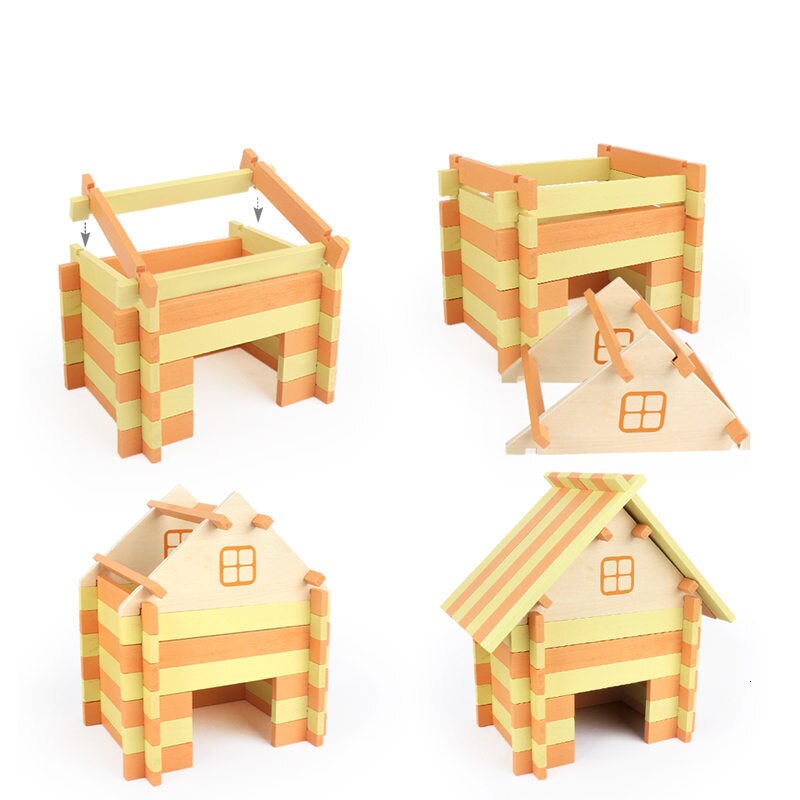 Giocattoli Per Bambini Fattoria Blocchi di Costruzione del Modello Kit di Giocattoli di Legno Per I Bambini Geometriche Building Blocks Educativi Regalo Di Compleanno oyuncak