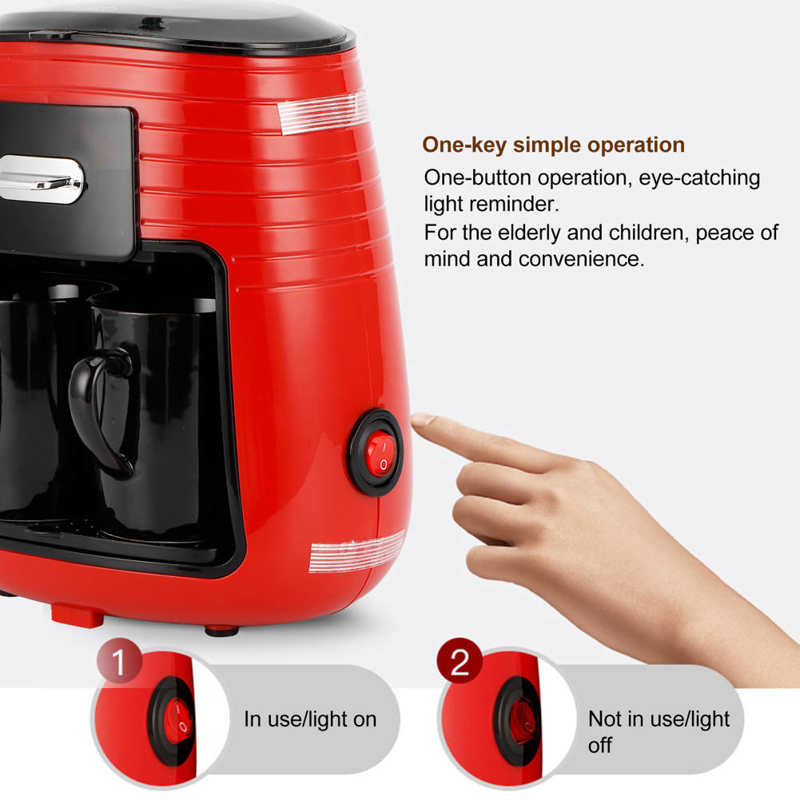 450W Full Automatic Coffee Machine With Double Cup Drip Coffee Maker Tea Making 0.25L Portable Coffee Maker Multipurpose