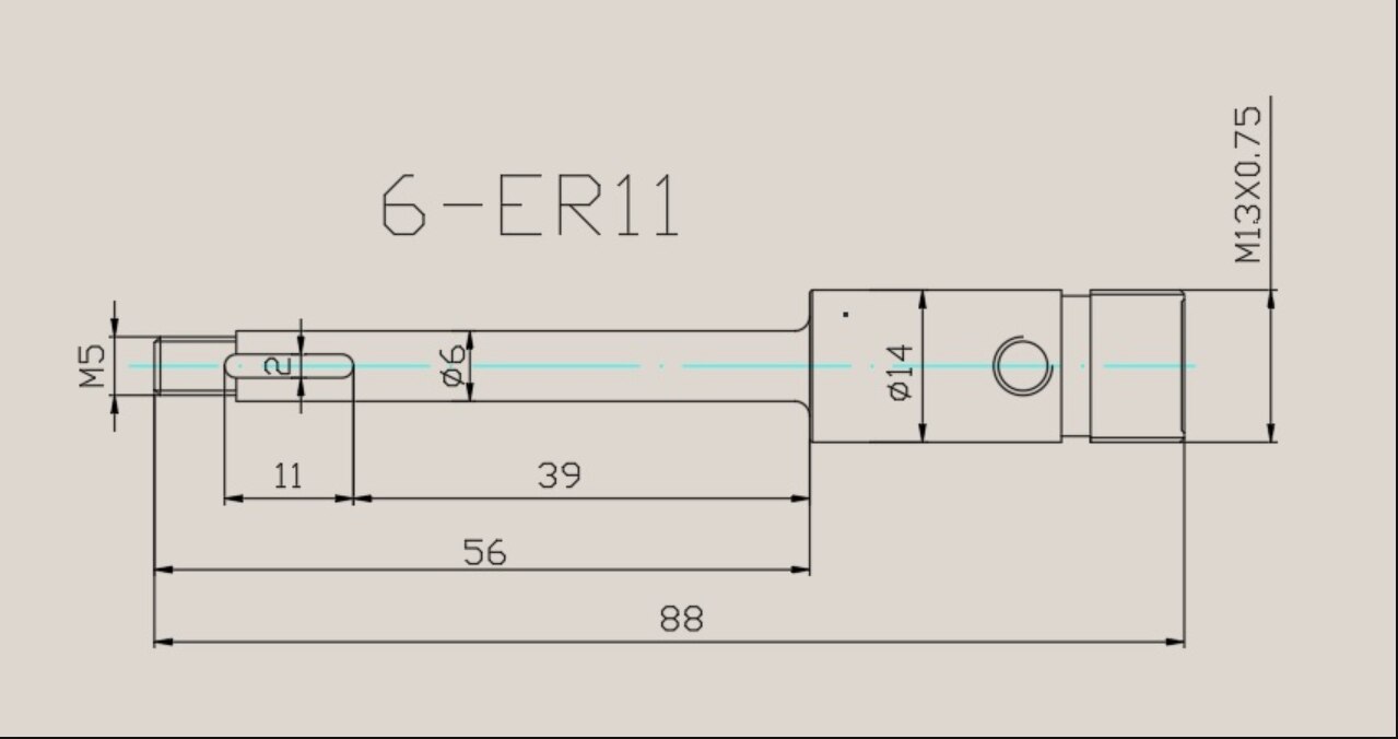 Multi-axis working shaft, drilling shaft, ER shaft, drilling machine shaft: 6-ER11