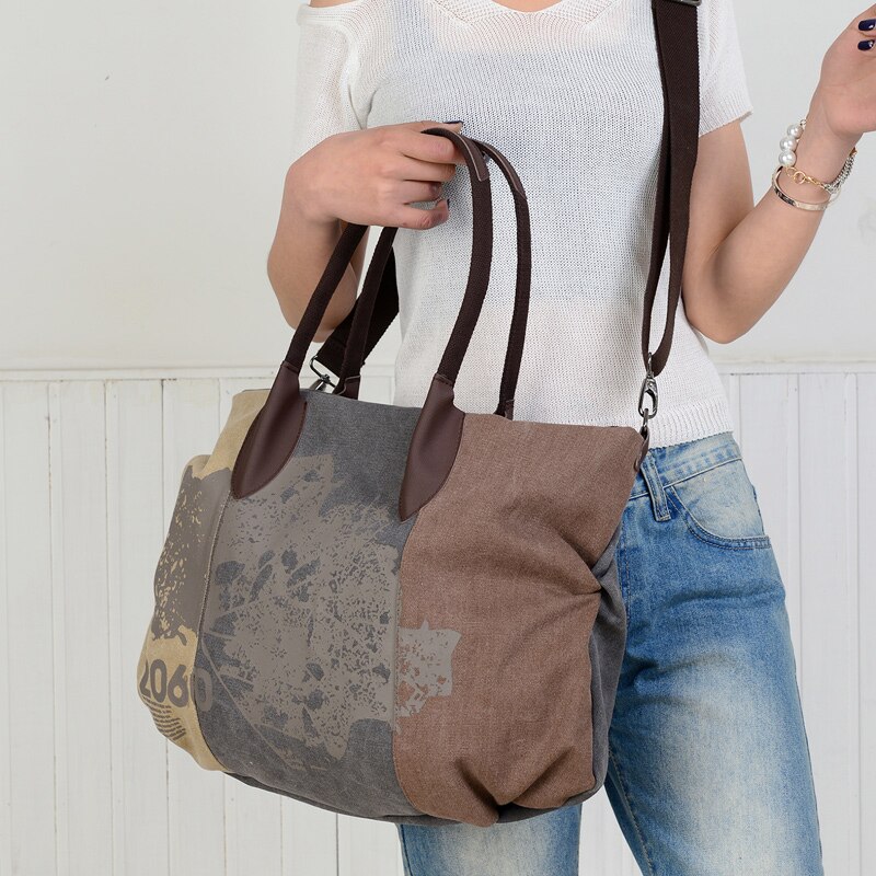 Bolso grande Casual para mujer, bolsos de lona, bolsos de hombro, bolso grande, bandolera, bolso de compras para mujer