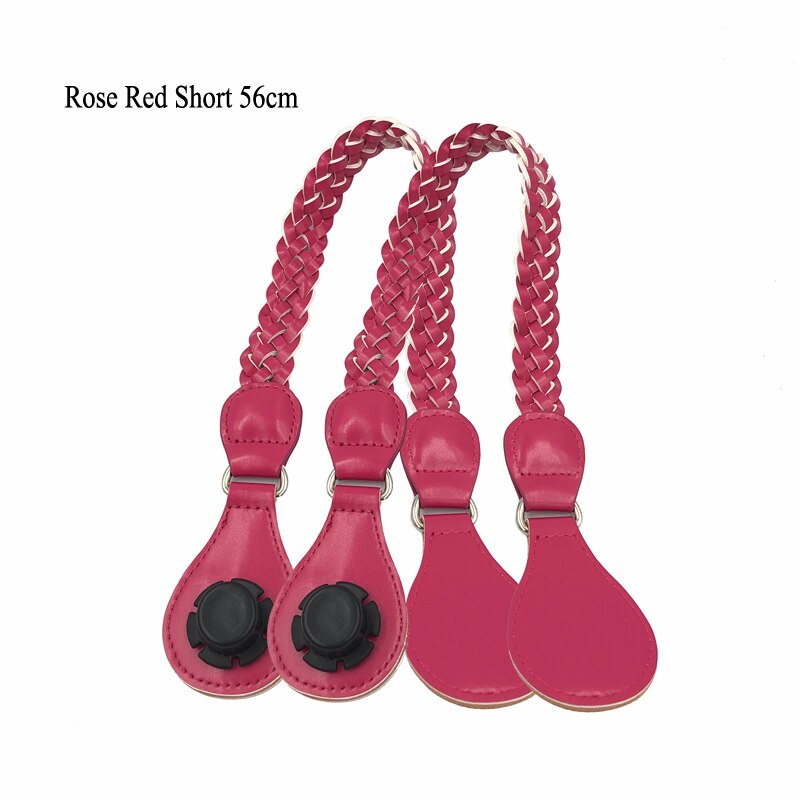 Long Faux Leather Weave Belt shoulder handle straps for Classic Mini O Bag Obag Eva women handbag shoulder bag Accessories: Short Rose Red
