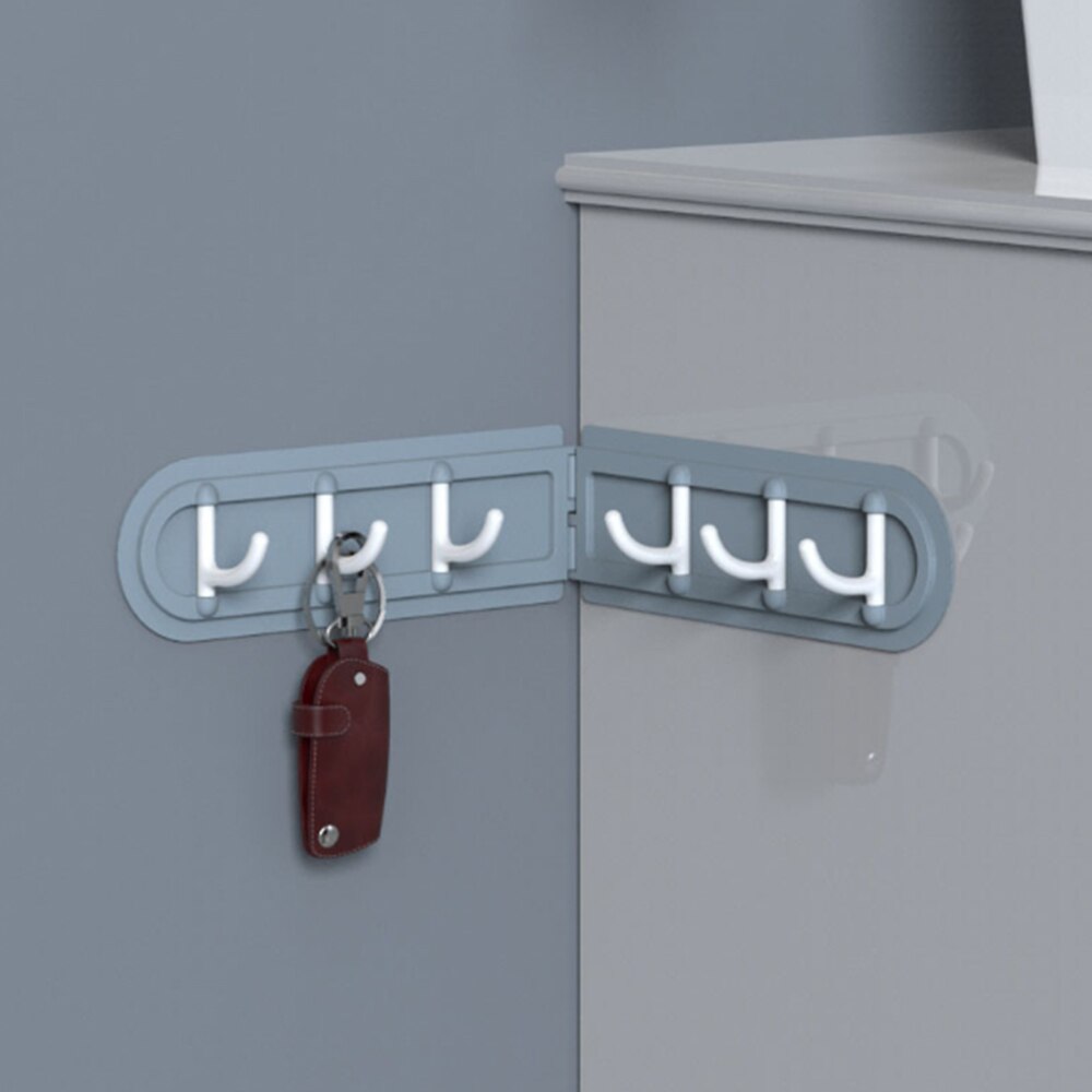 Crochet d'angle mural , cuisine pliable, non perforé, crochet d'armoire à six têtes, porte-serviettes, accessoires de salle de bains