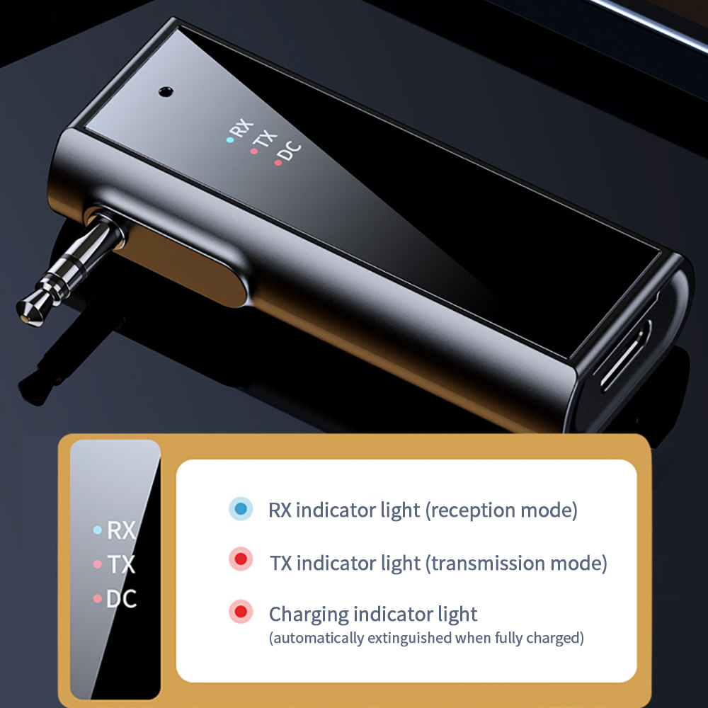 1pc bluetooth 5.1 lähetin-vastaanotin 3.5mm aux auton bluetooth-audiosovitin auton äänentoistoon musiikki aux handsfree-kuulokkeisiin