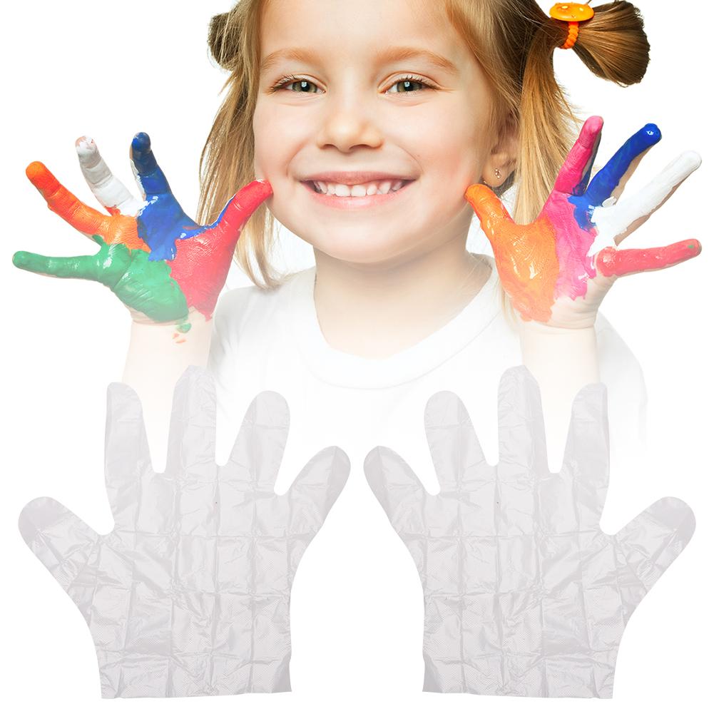 100 PCS Disposable Gloves Multipurpose Latex-Free Disposable PE for Kids Food-grade Protective Dinning Eating for BBQ Fruit
