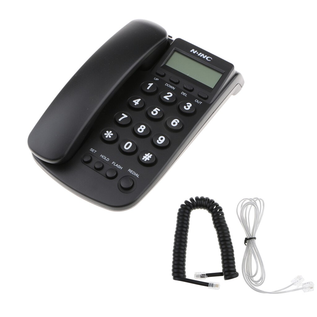 Landline-Corded Phone Home Telephone Desk Mountable W/ Phone-Line Black