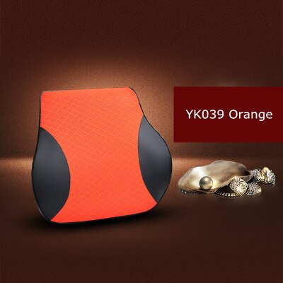 1PCS cute car seat headrest pillow leather solid for the neck rest waist back lumbar support cushion set auto pillow memory foam: YK039 Orange