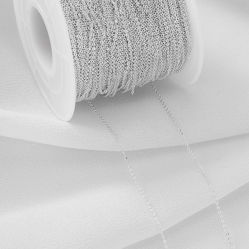 Chaîne croisée plaquée argent 925, 1 mètre, pour la fabrication de bijoux, bricolage, collier, boucles d&#39;oreilles, Bracelets, bobine de chaîne