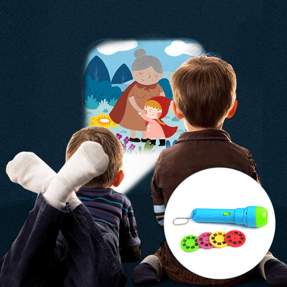 Baby Schlafen Geschichte Taschenlampe Projektor Lampe Spielzeug Vier kinder Geschichten Licht-up Spielzeug Für Kinder Pädagogisches Schlaf Spielzeug