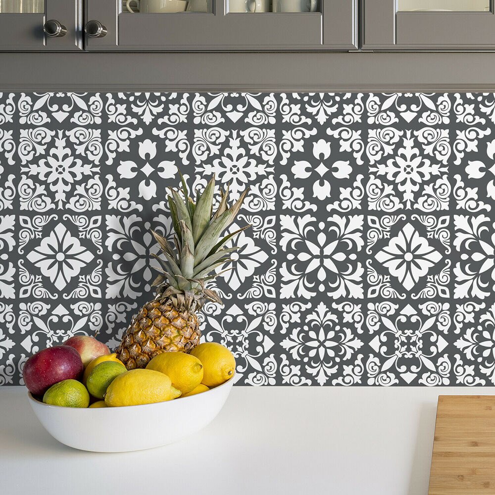 24pcs Backsplash Kitchen Tile Sticker Waterproof Self Adhesive Retro Wall Stickers Moroccan Floor Tiles Sticker Decor Bathroom