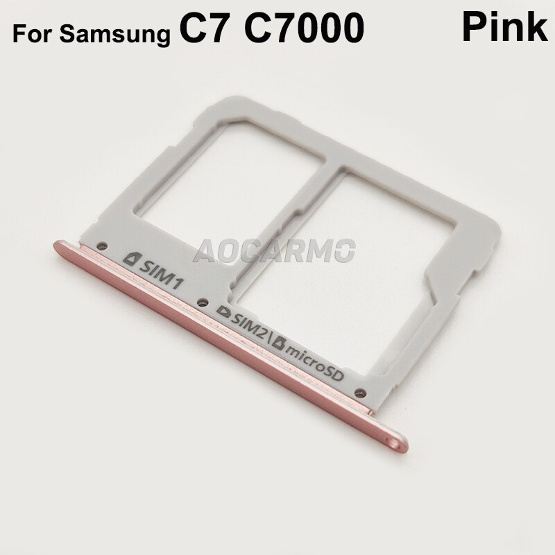 Aocarmo SIM Card metallo Nano Sim Tray MicroSD Slot Holder parti di ricambio per Samsung Galaxy C7 C7000