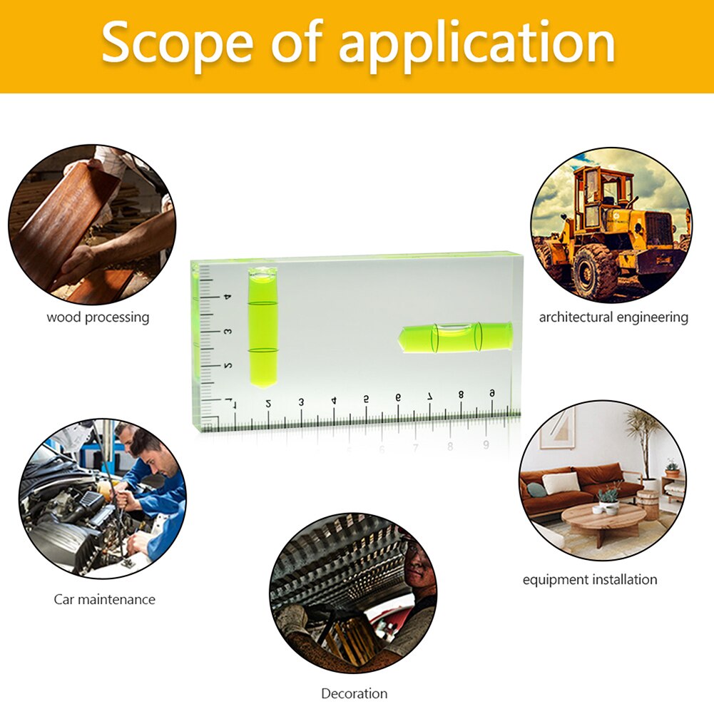 High Precision Transparent Two Direction Level Bubble Mini Spirit Level Indicating Instrument