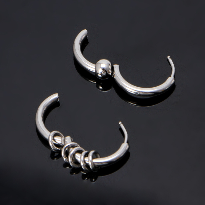 1 Paar 8Mm-20Mm Titanium Staal Hip Hop Hoop Earring Kraakbeen Helix Piercing Oorbellen