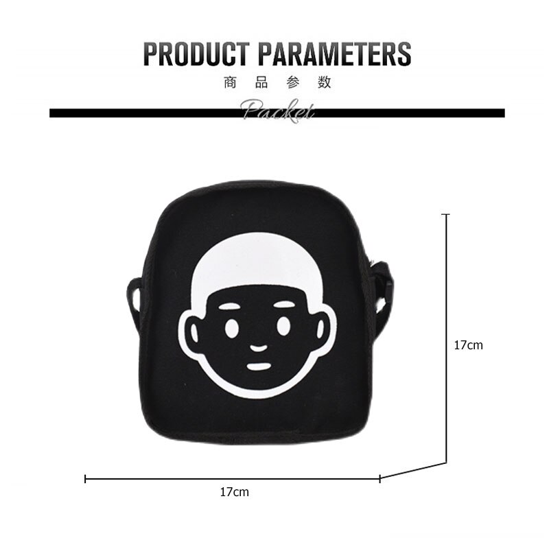 Adolescentes moda caráter padrão mini bolsa de lona alça larga bolsa de ombro para mulheres estilo japonês aleta casual sacoche homme