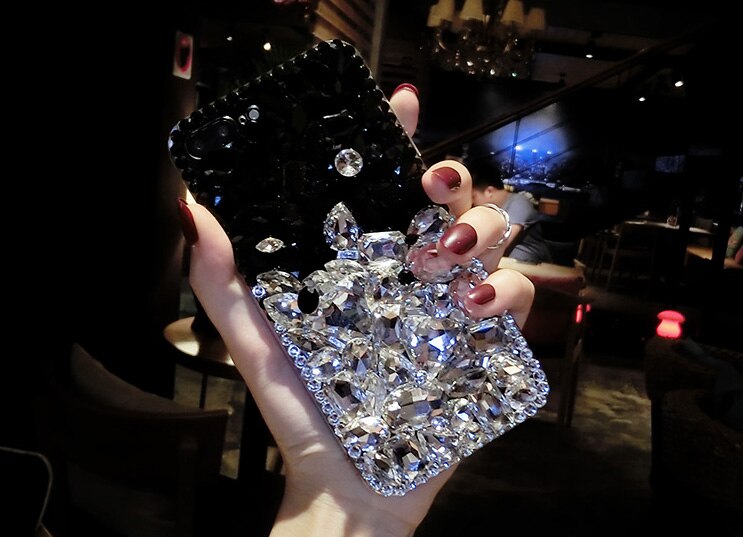 Coque de téléphone à strass 3D, étui rose scintillant pour Samsung Galaxy J3 J5 J7 A3 A5 A7 A8 A9 J310 J510 A310 A510 A710: for A3 2016 A310 / Black