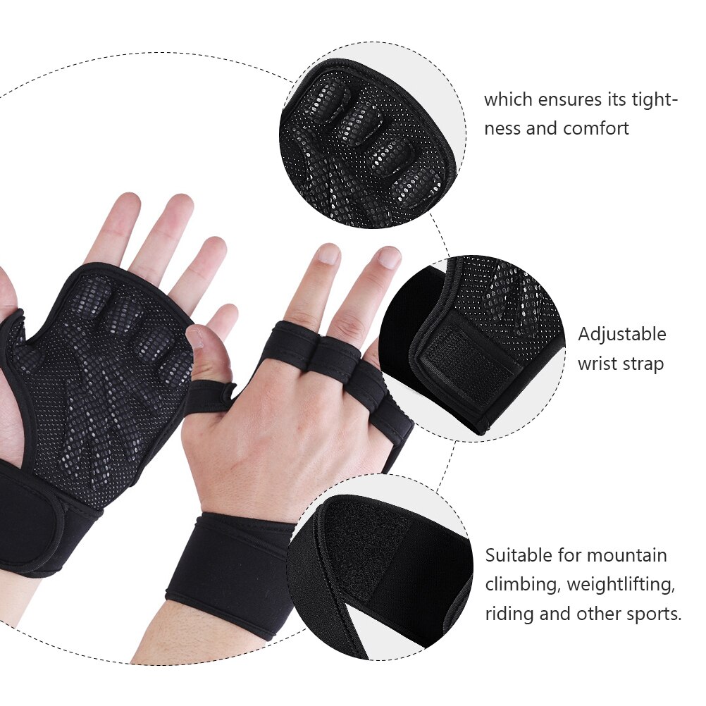 1 paar zwarte handschoenen sporthandschoen beschermende handschoenen sport fitness handpalmbescherming