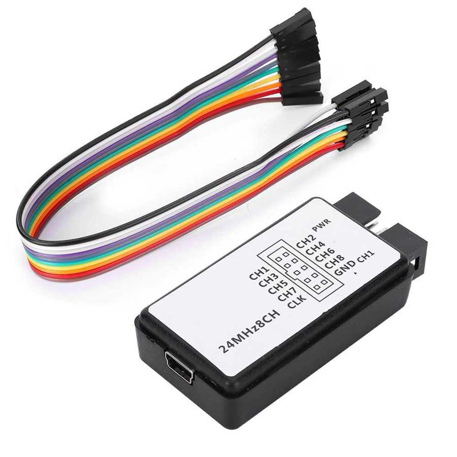 USB Logic Analyzer Device Set Mini Digital Pocket Size Logic Analyzer Equipment 8 Channel Input Memory 24MHz