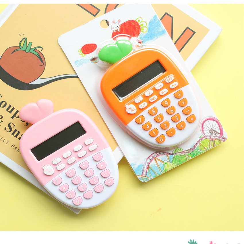 Portable Cute cartoon 12-Digit carrot calculator, plastic LED display Student Exam Finance Calculator Math counting calculator