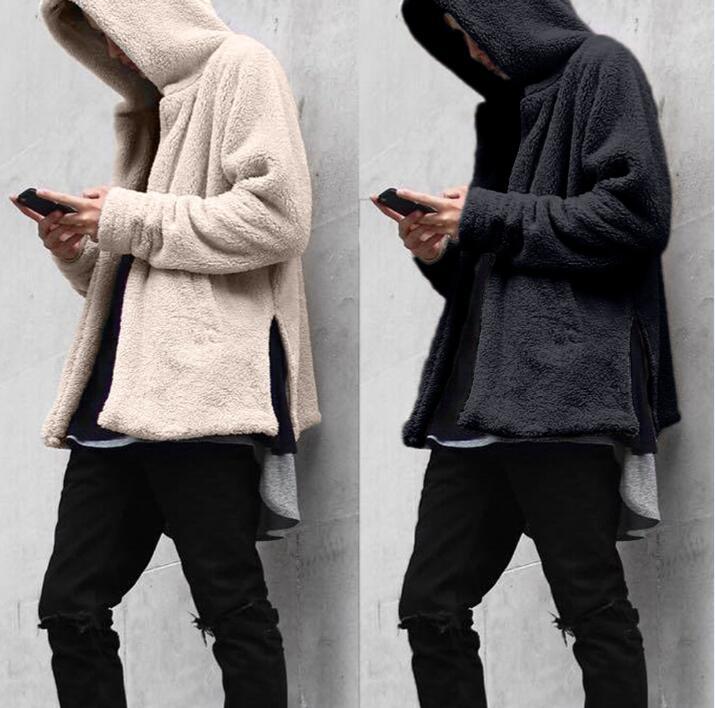 Sudaderas con capucha de piel de Cachemira para hombre, chaquetas gruesas de otoño e invierno, informales, sudadera gruesa,