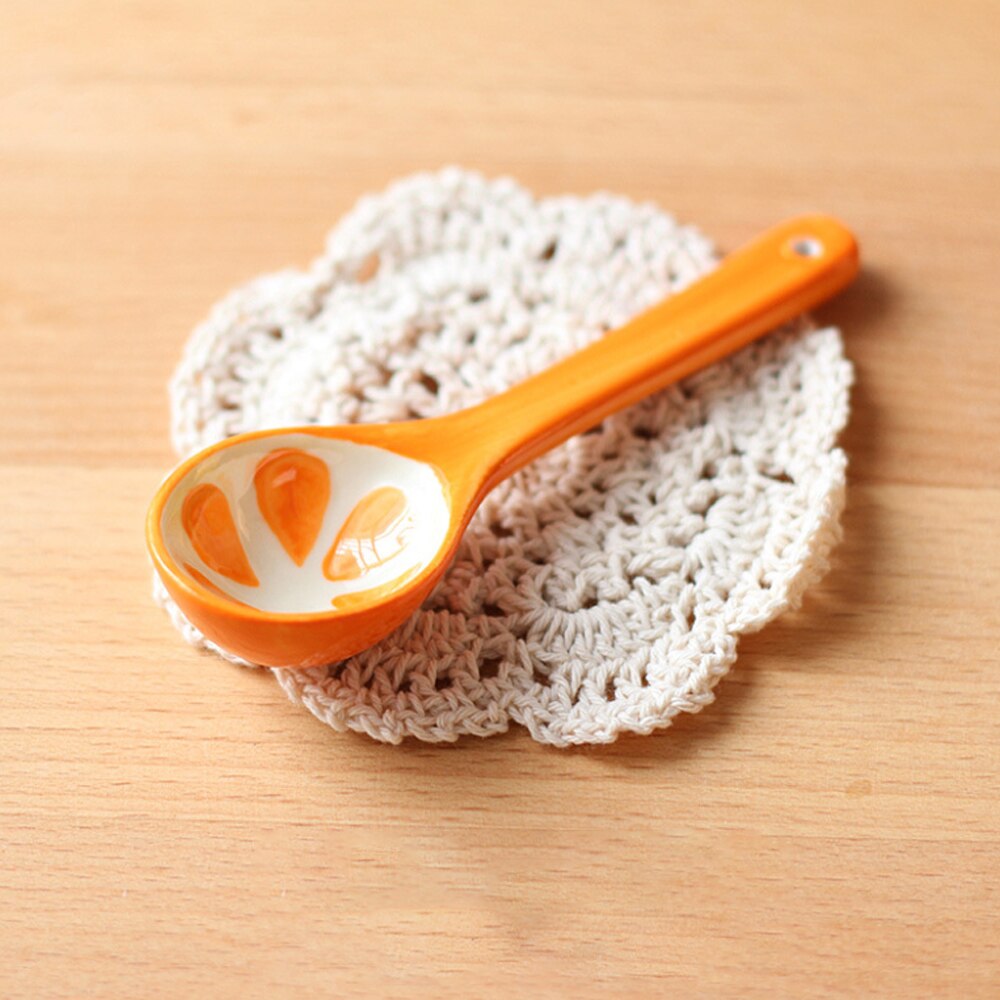 Creatieve Handgeschilderde Fruit Lepel Keramische Lepel Olijfolie Tank Keuken Kruiden Gereedschap Solide Keuken Gereedschap Leuke Lepel: Tangerine spoon