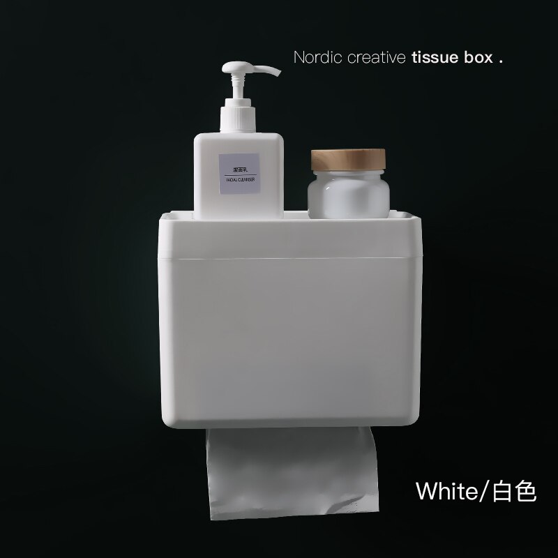 Hanging Multifunction Tissue Boxes Toilet Plastic Tissue Box Nordic Home Boite Mouchoir Bathroom Products DI50CZH: white