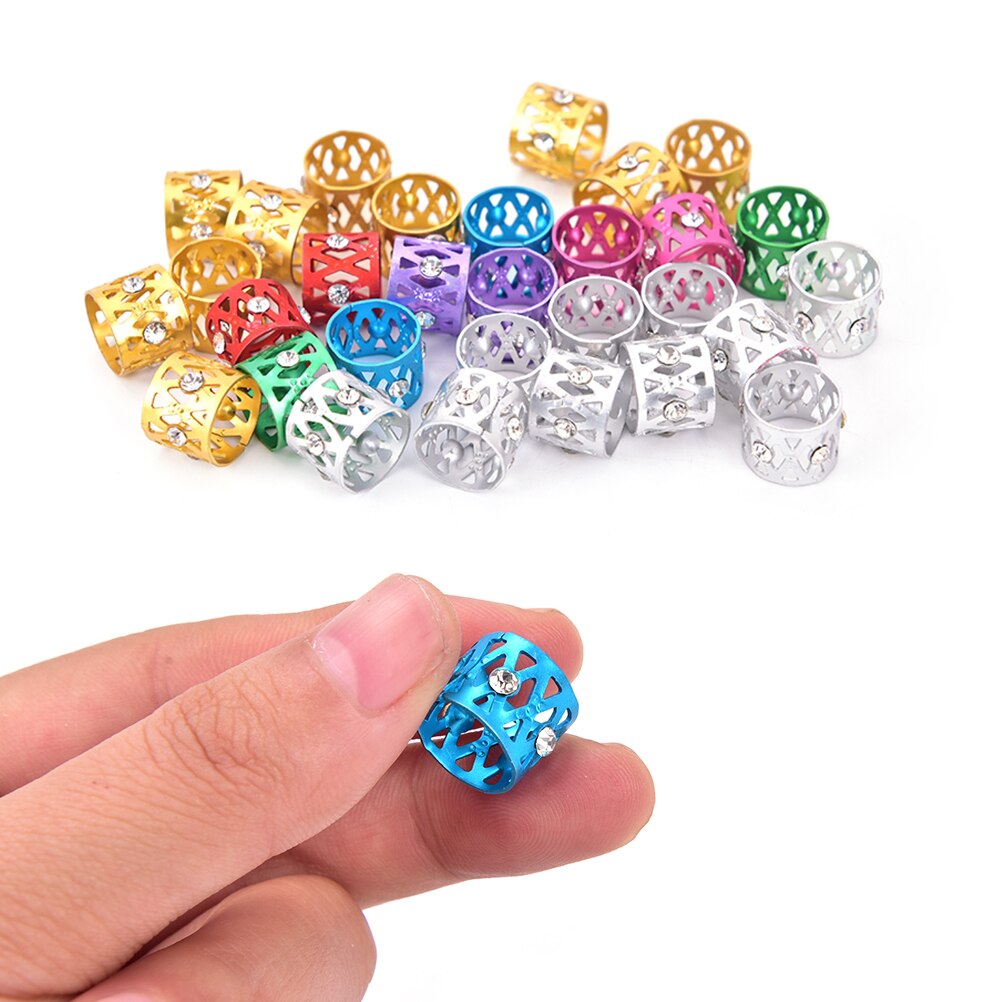 10 stk pink #rød #blå #gylden #sølvblandet dreadlock perler justerbare hårfletninger manchetclips mikroringperler