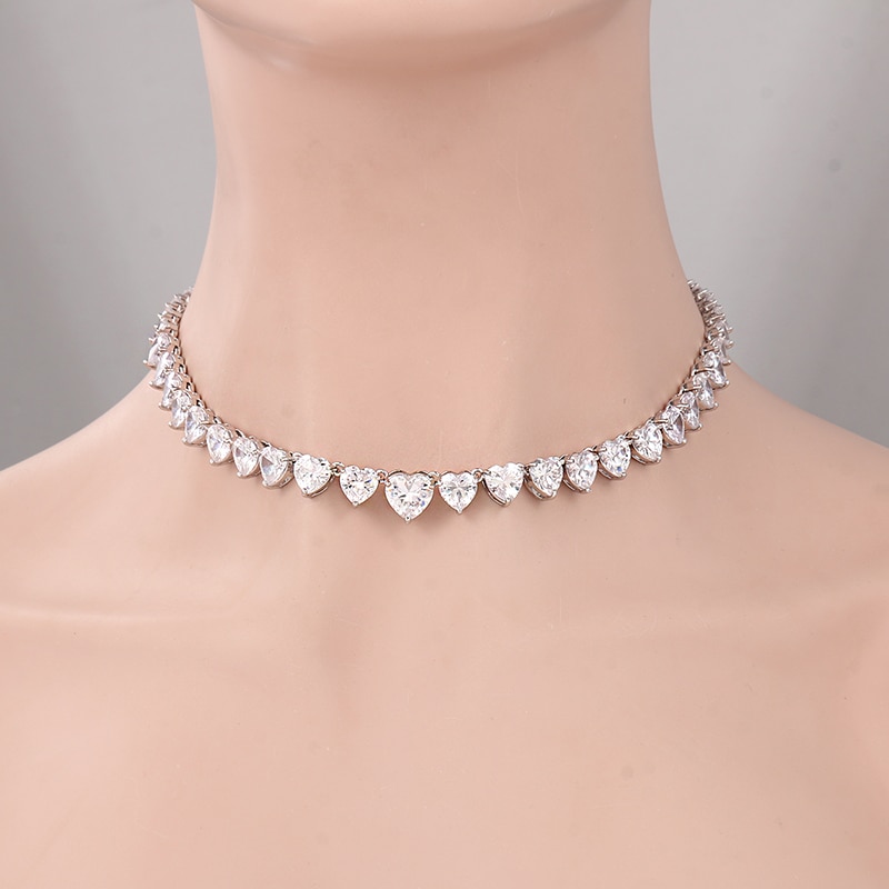 Weimanjingdian marca novas tendências gelo coração corte zircon cz deslumbrante colar de tênis fow feminino meninas jóias presentes