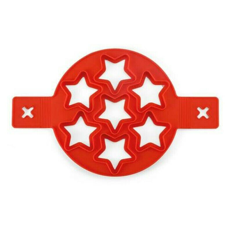 Gebakken ei pannenkoek antiaanbak siliconen pannenkoek ring mal kookkeukengereedschap vormen omeletvorm keukenaccessoires: Rode ster