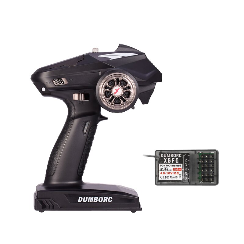 2.4G 6CH Transmitter remote control X6 with X6FG Gyro Receiver LED Light Set for 1/10 1/8 Crawler Axial SCX10 D90 RC Car Boat: Red