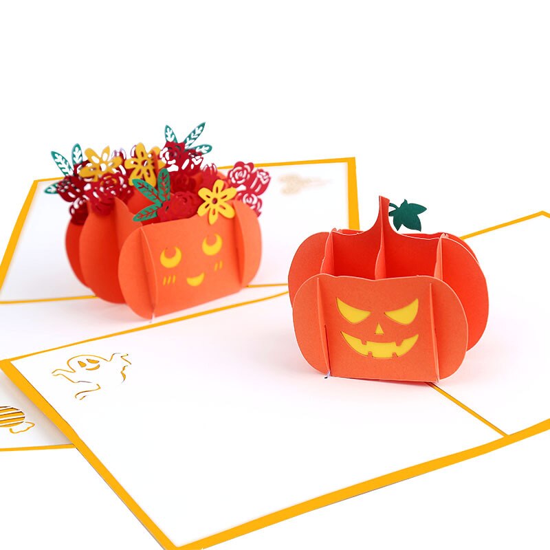 Halloween Stereoscopische Wenskaarten Pompoen 3D Wenskaart Creatieve Cadeau Kaart