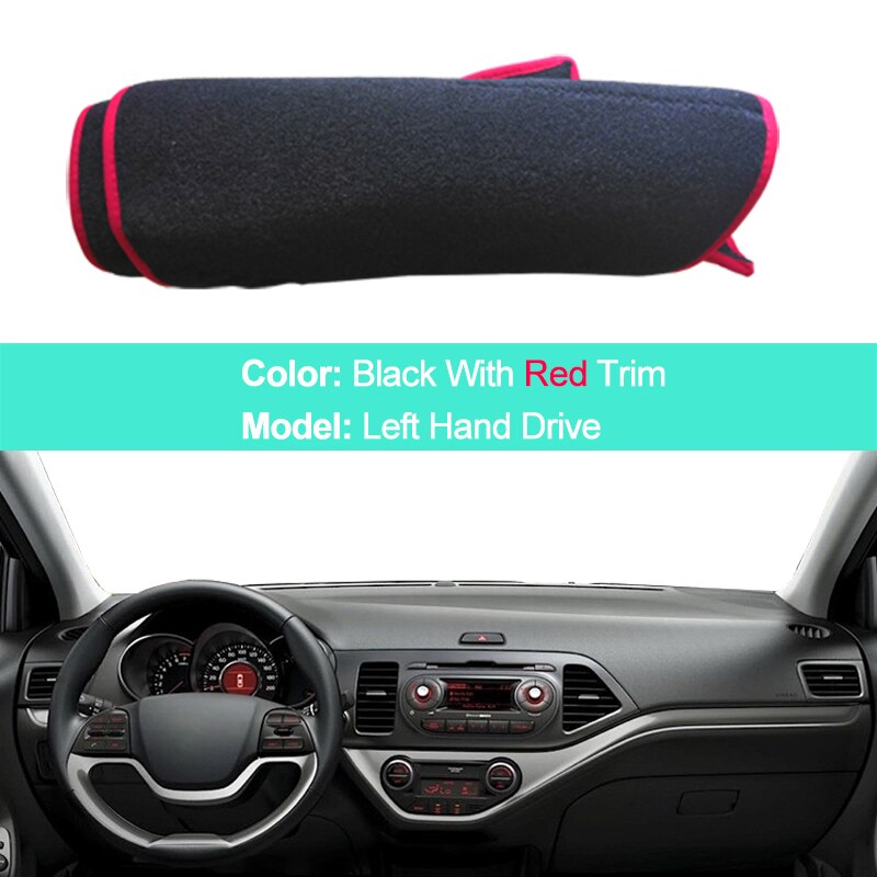 Bil indre dashbord deksel dashmatte teppe til kia picanto morgen - dashmat dashbord deksel solskjerm: hi røde kanten
