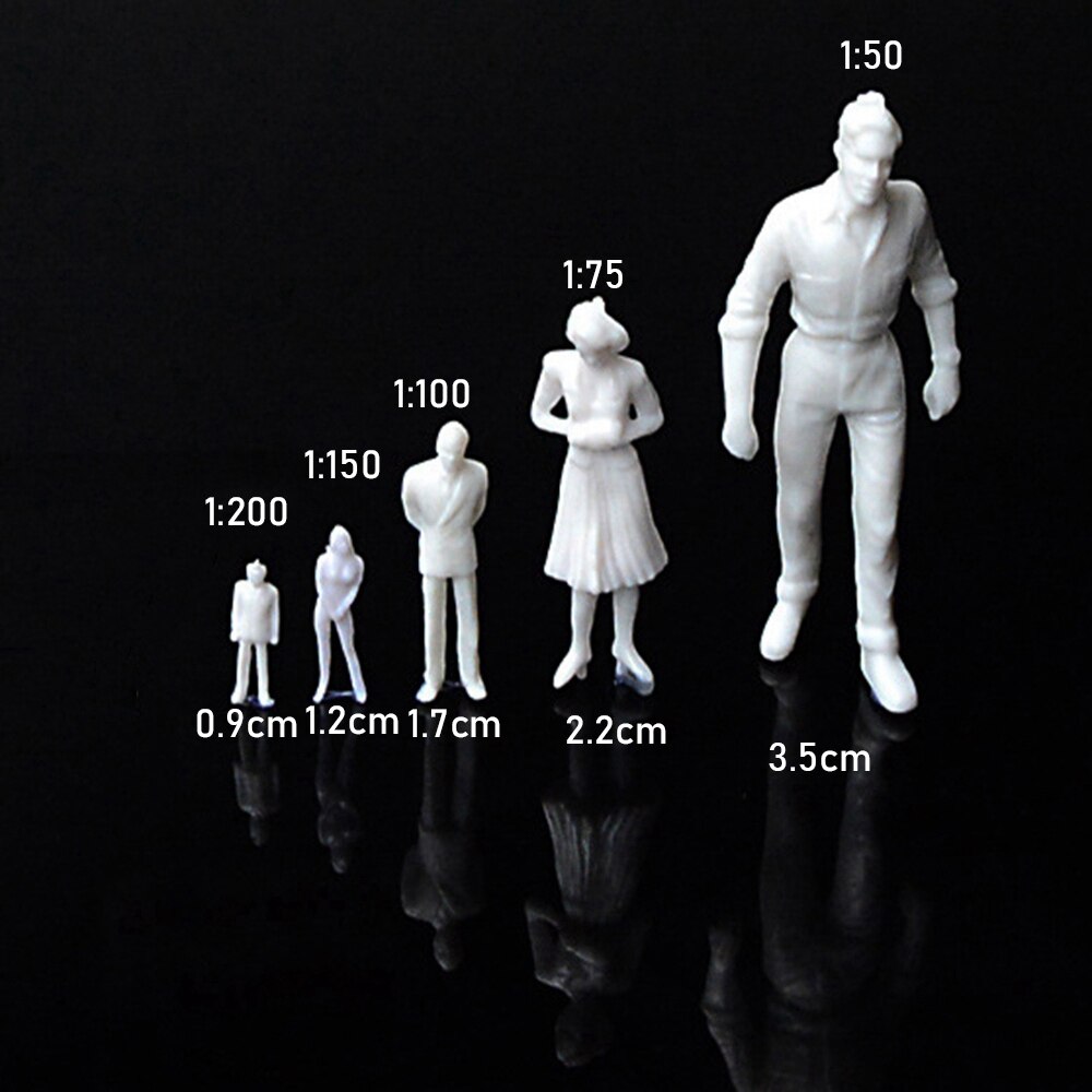 10/50Pcs 1:50/75/100/150/200 Human Model Scale Miniature White Figures Multi-Style Pose Architectural Model ABS Plastic People