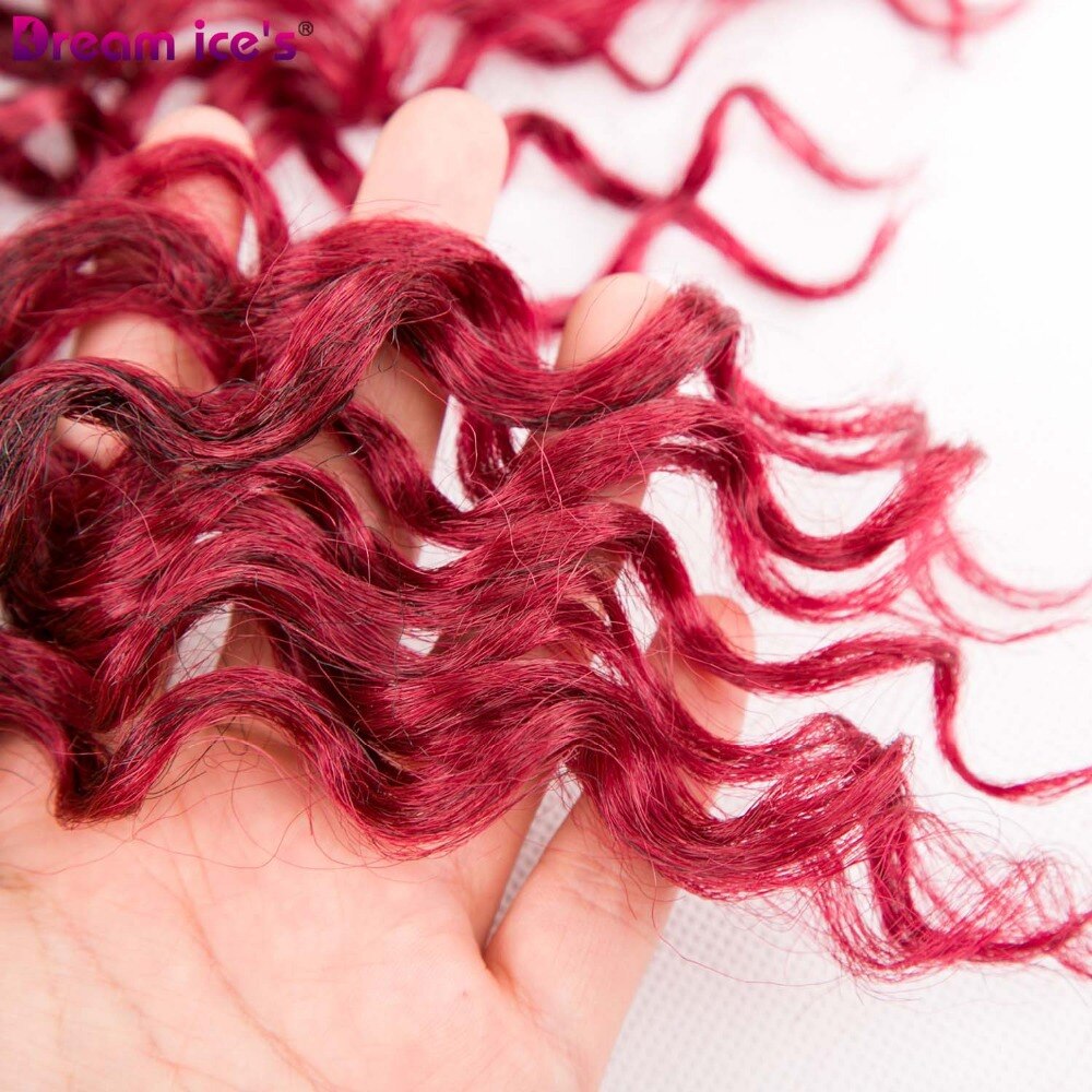 Burgundy Faux Locs Curly Crochet Braids Braiding Hair Bulk Crochet Hair Extensions Synthetic Hair Ombre Braids 70g 3pcs/lot