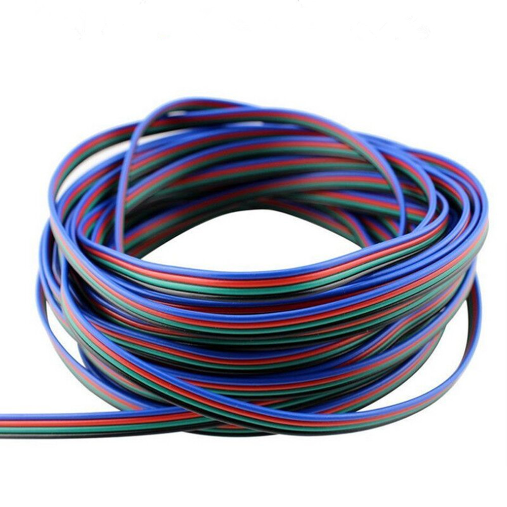 2m 5m 10M 20m 50m 4 Pin Extension RGB+Black Wire Connector Cable For DC5V Ws2801 Ws2812b DC12V 3528 5050 RGB LED Strip light
