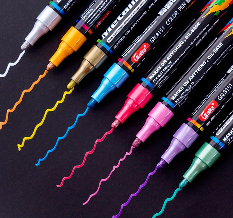 1Pcs Water-based Paint Metal Marker Pens Sharpie 3.0mm Gold Silver Ceramic Rock Glass Porcelain Mug Wood Fabric Canvas Painting