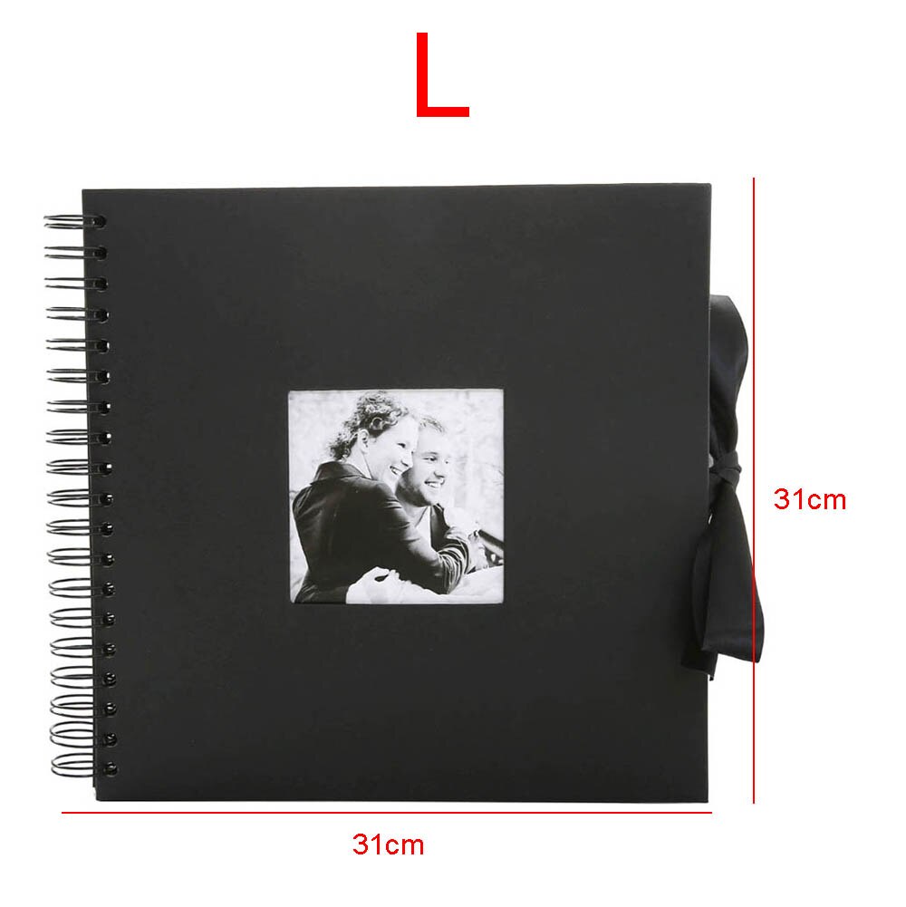 31 x 31cm fotoalbum 30 sorte sider gør-det-selv-album scrapbog håndværk papir fotoalbum til bryllupsdag: L