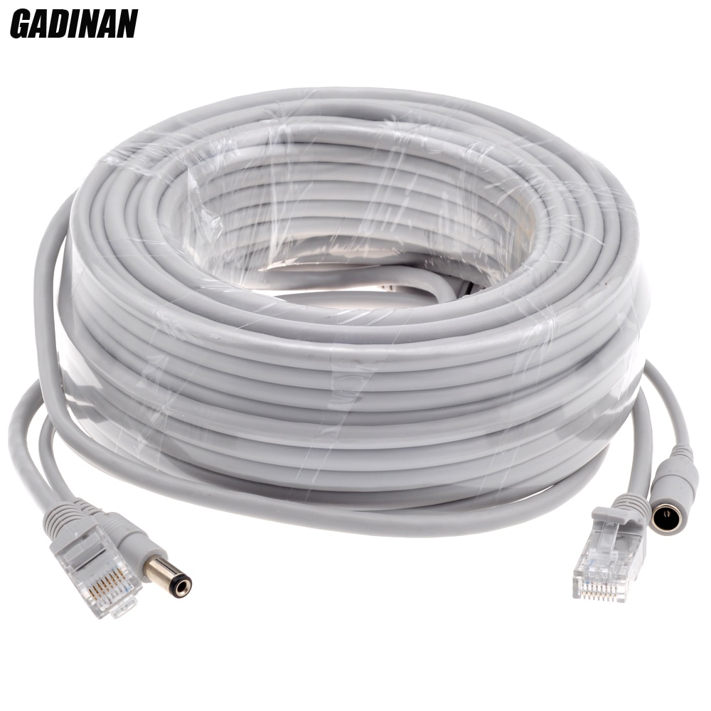 GADINAN 5 M/10 M/15 M/20 M/30 M Optionele Grijs CAT5/CAT-5e Ethernet Kabel RJ45 + Dc CCTV Lan-kabel Voor Systeem IP Camera