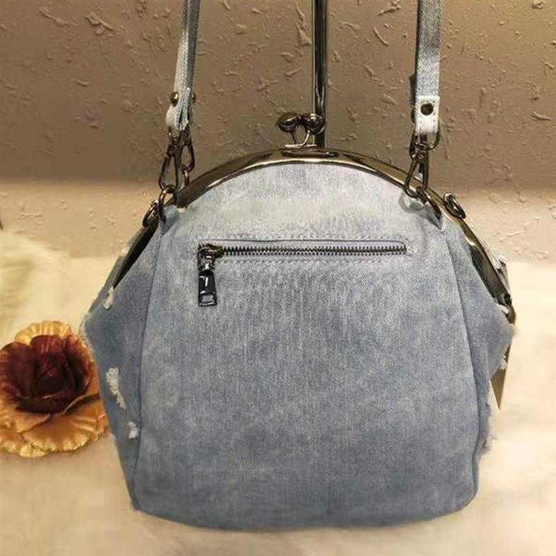 Mode Shell Type Denim Crossbody Tas vrouwen Schoudertas Creatieve Sluiting Sluiting Tote Bag Top Handvat Tas Voor vrouwen