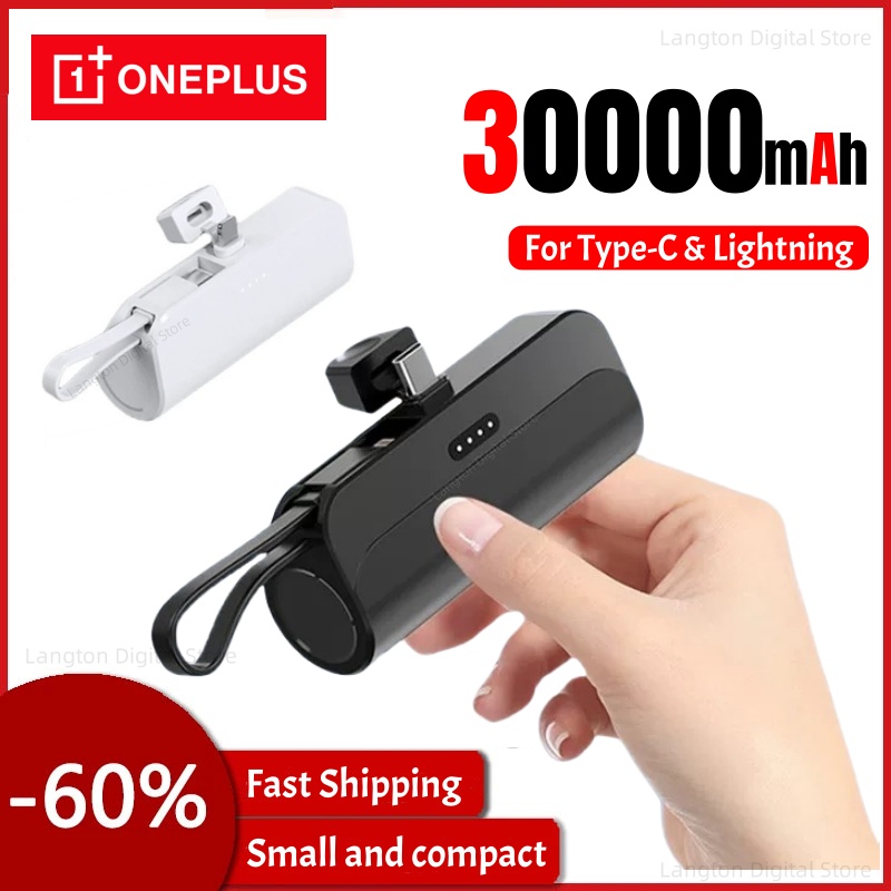 Oneplus 30000mAh Portable Mini Power Bank Fast Charging Pocket Power Bank With Stand Cable For iPhone Type-C External Battery