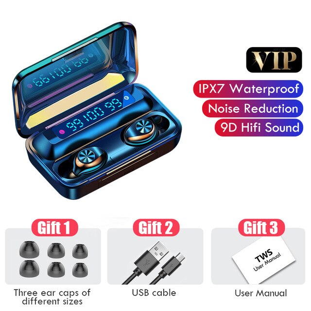 5.0 draadloze tws bluetooth oordopjes koptelefoon met microfoon 9d hifi oordopjes waterdichte sportheadsets 2200 mah oplaadbox: B